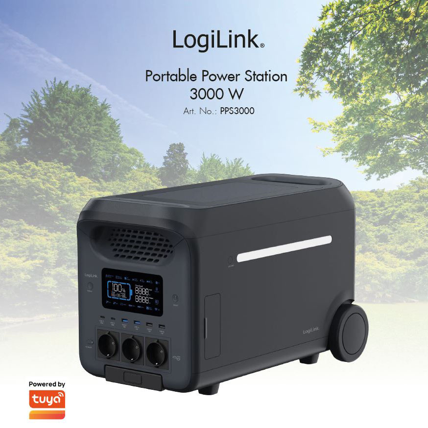 PPS3000  Estacion de Carga portatil 3000W LiFePO4 battery Tuya compatible Logilnk