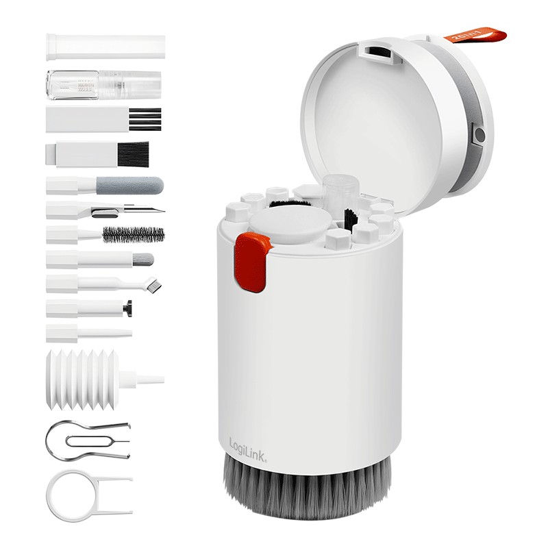 RP0025  Kit de limpieza 20 en 1, por ejemplo, para auriculares, teclados, c&aacute;maras, tel&eacute;fonos, pantallas, blanco.