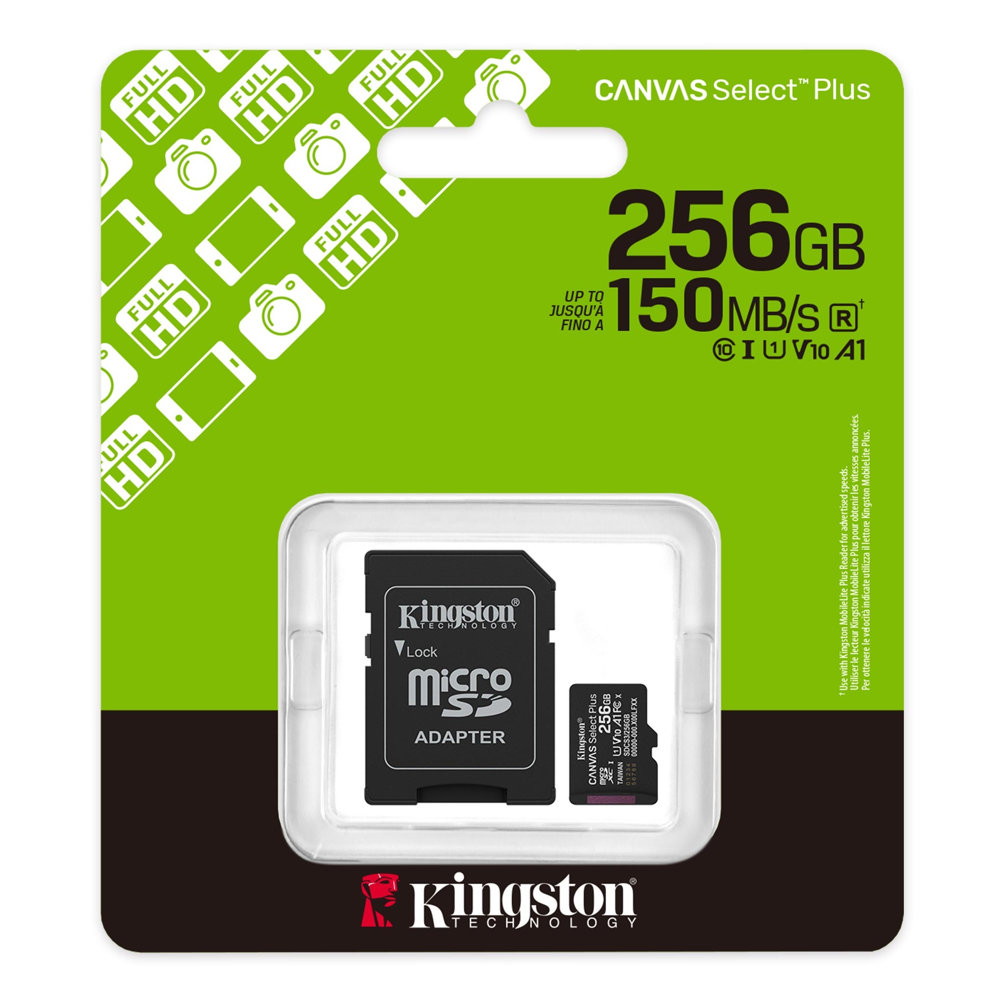 SDCS3 256GB  256GB microSDXC Canvas Select Plus Gen3 150MB/s A1 Card + Adapter