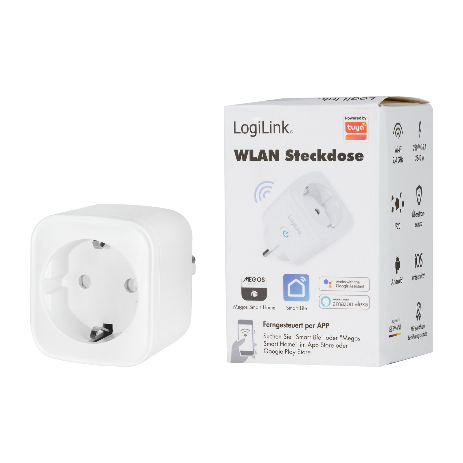 SH0101  Enchufe inteligente Wi-Fi, unidireccional (CEE 7/7), compatible con Tuya
