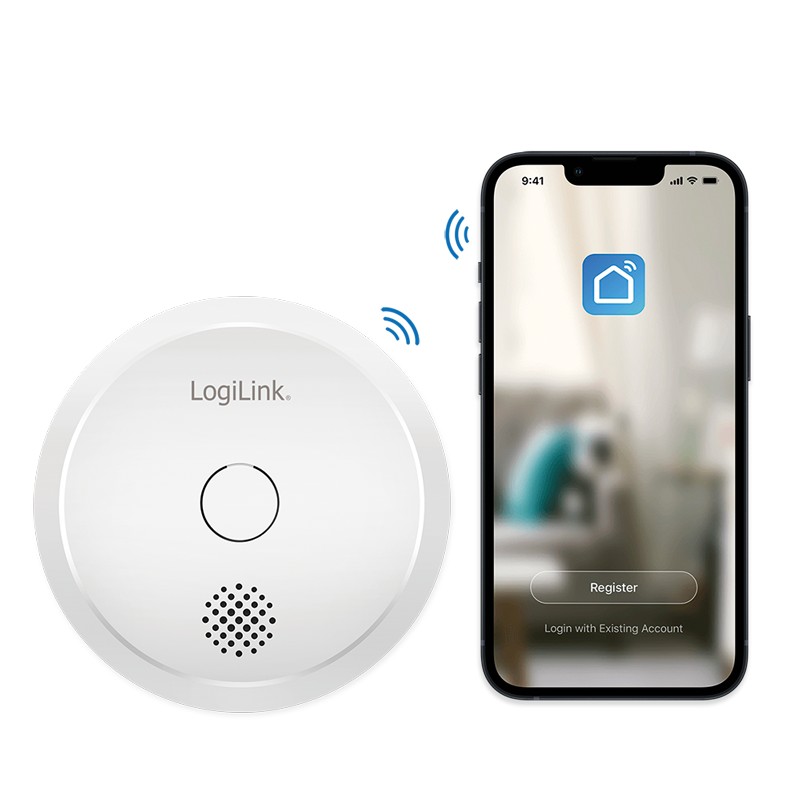 SH0132  Detector de humo inteligente WiFi, compatible con Tuya Logilink