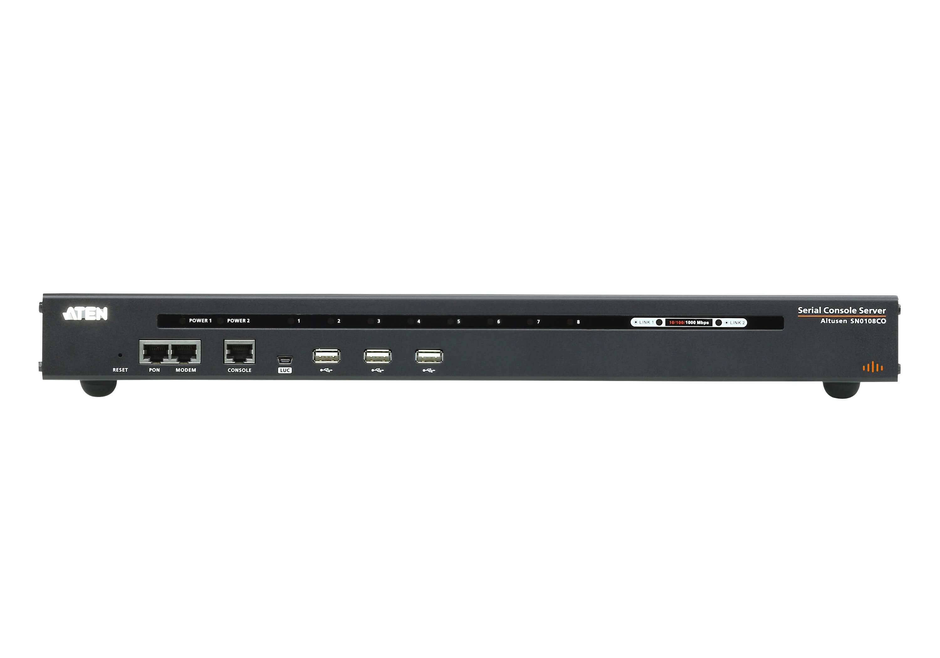 SN0108CO  8-Port Serial Console Server with Cisco Support, auto-sensing DTE/DCE, USB Storage Support and Power/LAN Redundancy