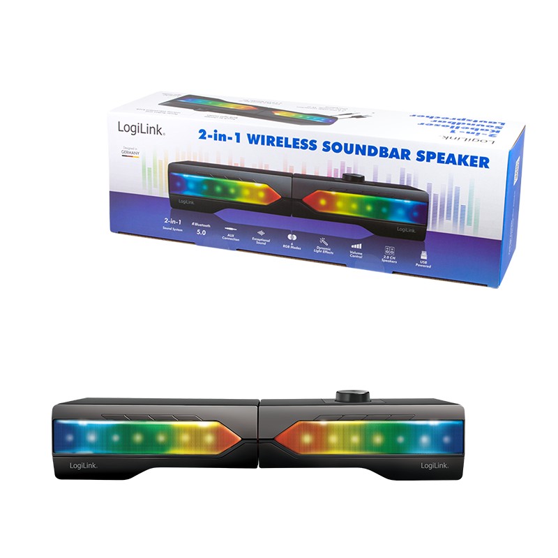 SP0059  Barra de sonido móvil con luz de fiesta, sistema de sonido para juegos 2 en 1 Logilink