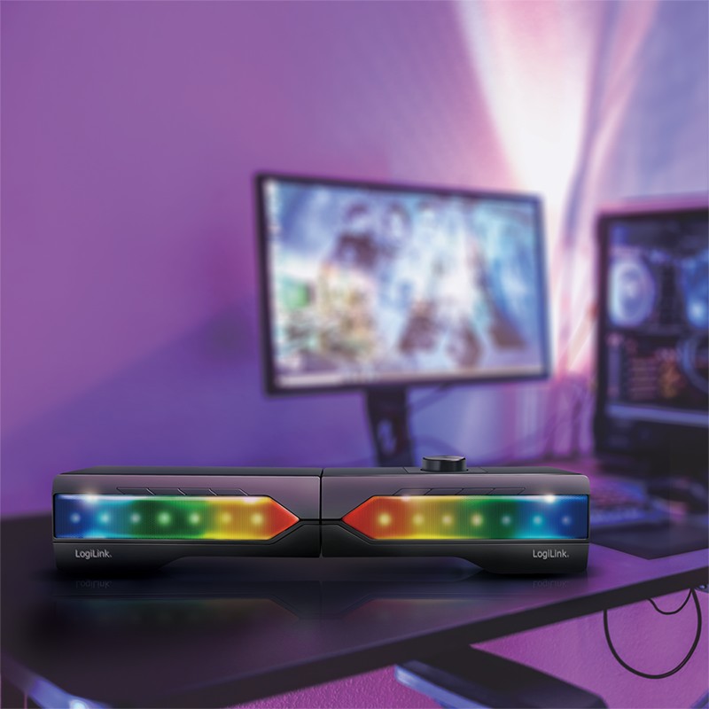 SP0059  Barra de sonido móvil con luz de fiesta, sistema de sonido para juegos 2 en 1 Logilink