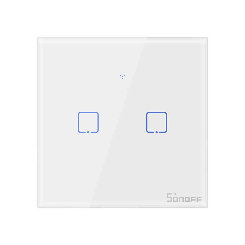 T0EU2C-TX  Sonoff Interruptor Táctil Inteligente WiFi 2 Canales