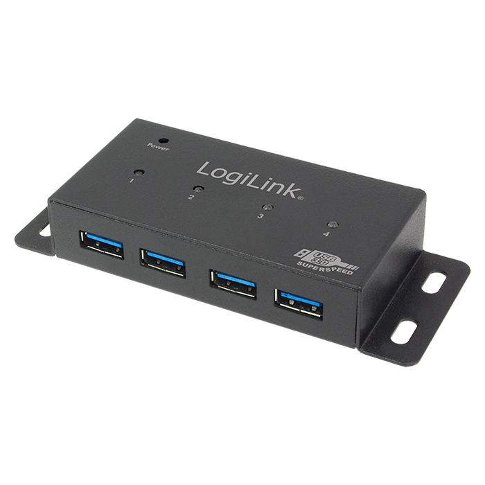 UA0149  Hub USB 3.0 de  4 puertos con alimentador,Negro,Industrial