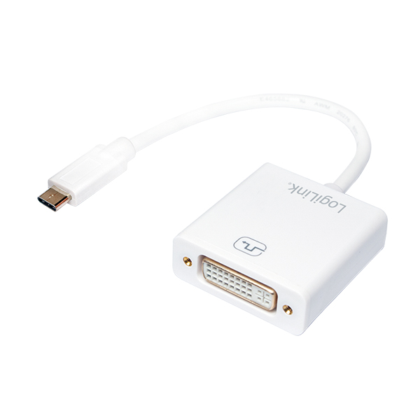 UA0245A  Adaptador USB tipo C, C/MACHO a DVI-D/HEMBRA, 1080p, blanco, 0,15 m LOGILINK