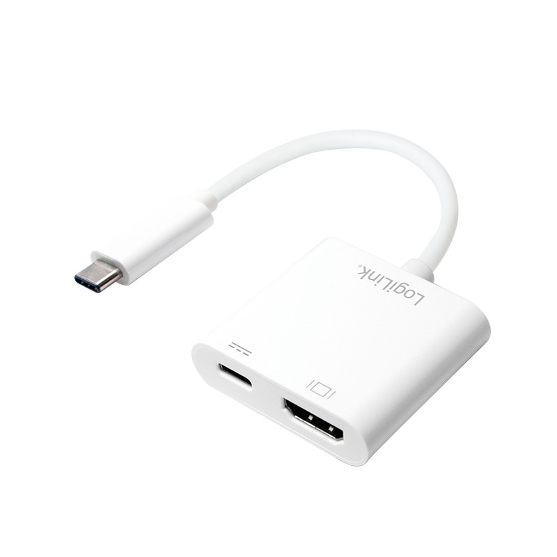 UA0257  Adaptador USB C Macho a HDMI Hembra   0.15m 4K/30Hz (3840x2160) + PD Blanco Logilink