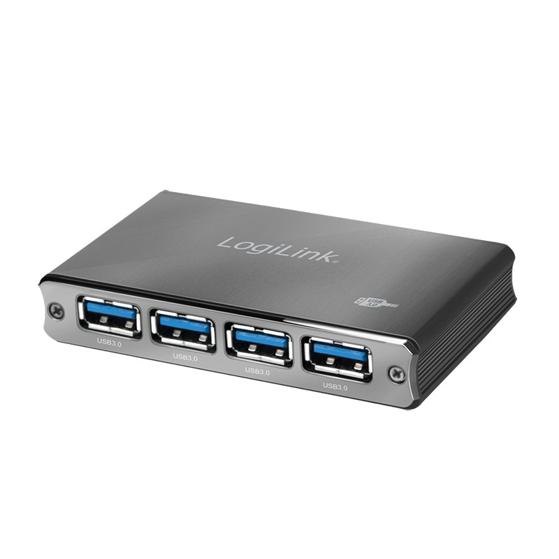 UA0282  Hub USB 3.0 de  4 puertos con alimentador, Aluminio, Logilink