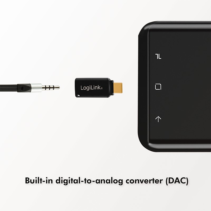 UA0356  Adaptador de audio USB 3.2, USB-C/M a 3,5 mm/F, negro  LogiLink