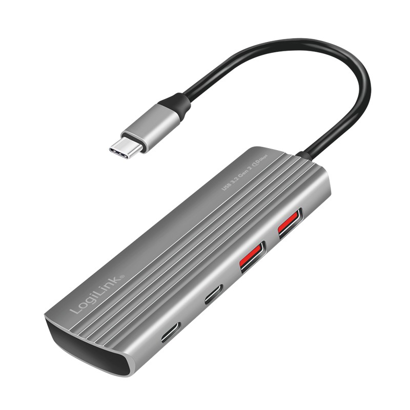 UA0413  Hub USB-C 3.3 Gen2 con 4 puertos USB 3.2 Gen2 de hasta 10 Gbps 2 x  USB A y 2 x USB C Logilink