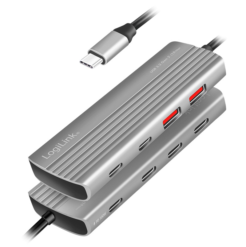 UA0414  Hub USB-C 3.2 Gen2 con 7 puertos USB 3.2 Gen2 de hasta 10 Gbps 2 x  USB A y 5 x USB C Logilink