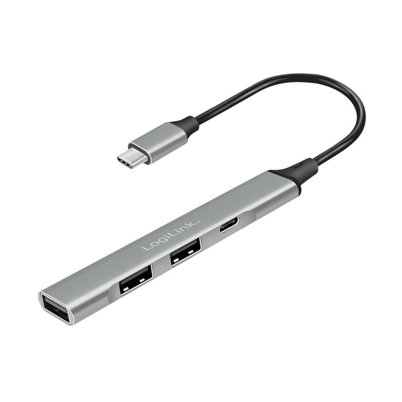 UA0416  Hub USB-C 3.2 Gen 1,   3x USB-A 2.0, 1x USB-C 3.2 Gen1  Carcasa de Alumino Logilink