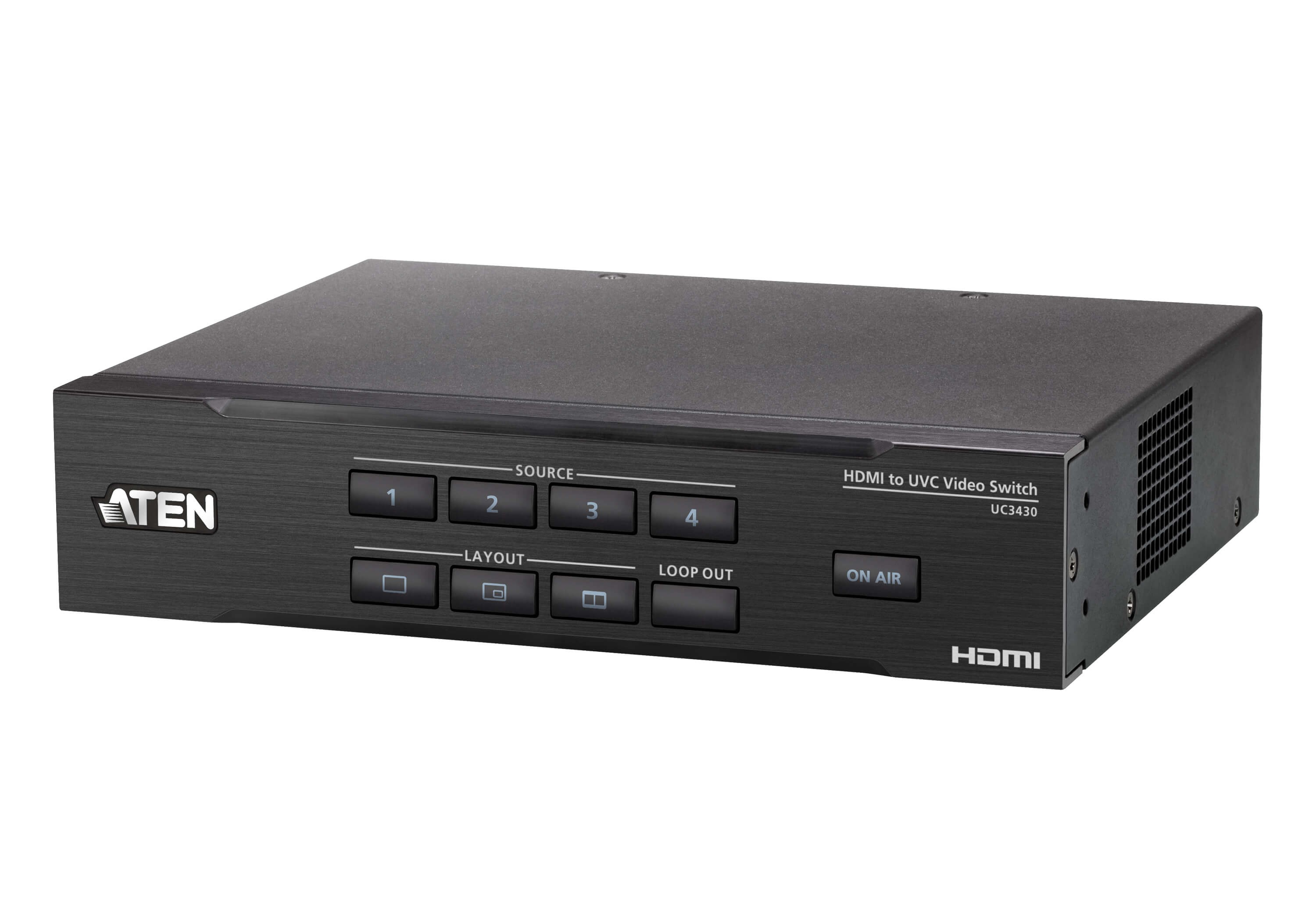 UC3430  CAMLIVE? PRO 4K Conmutador de vídeo HDMI a USB de 4 entradas  ATEN UC3430