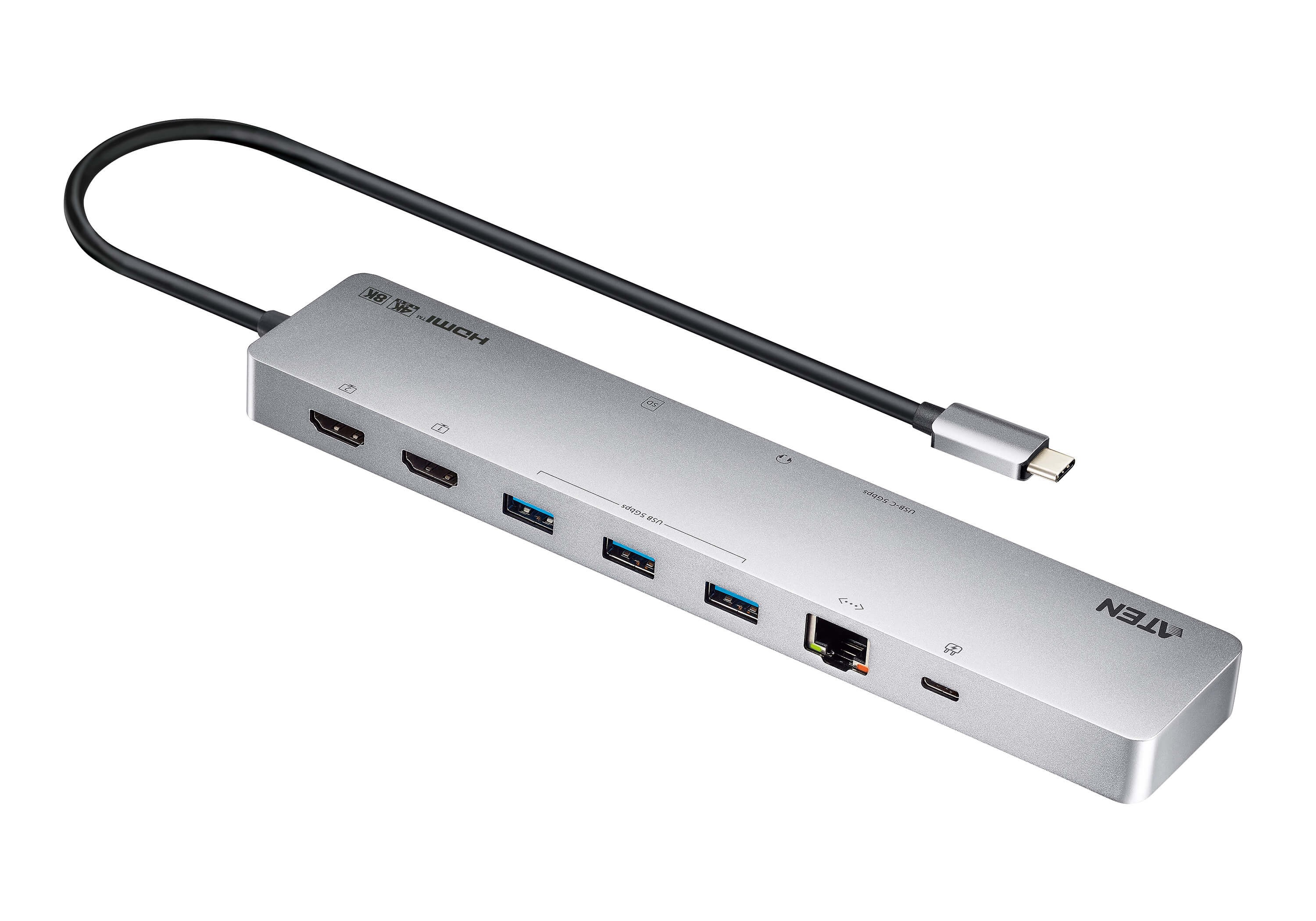 UH3240  Dock multifunci&oacute;n11 puertos esenciales: 2 HDMI, 2 USB-C (1 para alimentaci&oacute;n y 1 para transmisi&oacute;n de datos), 3 USB tipo A, 1 SD,