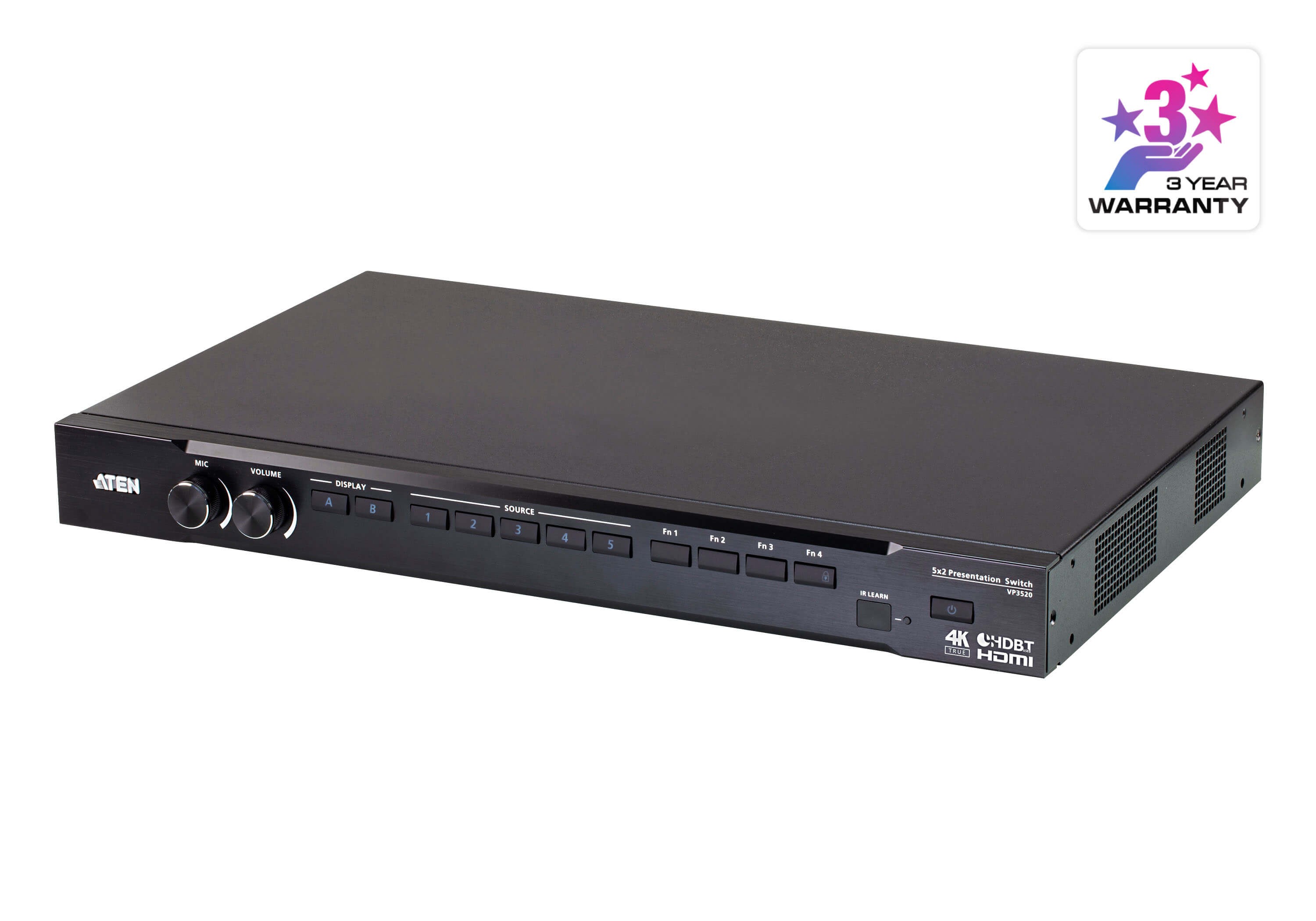 VP3520  Switch de presentaciones True 4K Seamless 5 x 2 con funciones de control  de ATEN