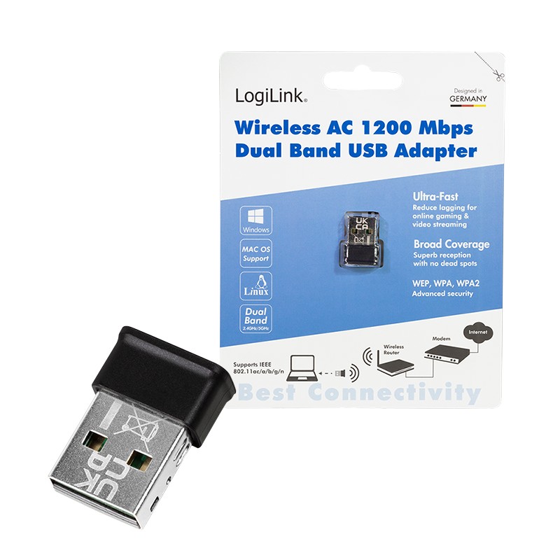WL0243  Adaptador USB 2.0 Wireless1200Mbp 2TR2 5G+2,4G, 802.11ac Logilink