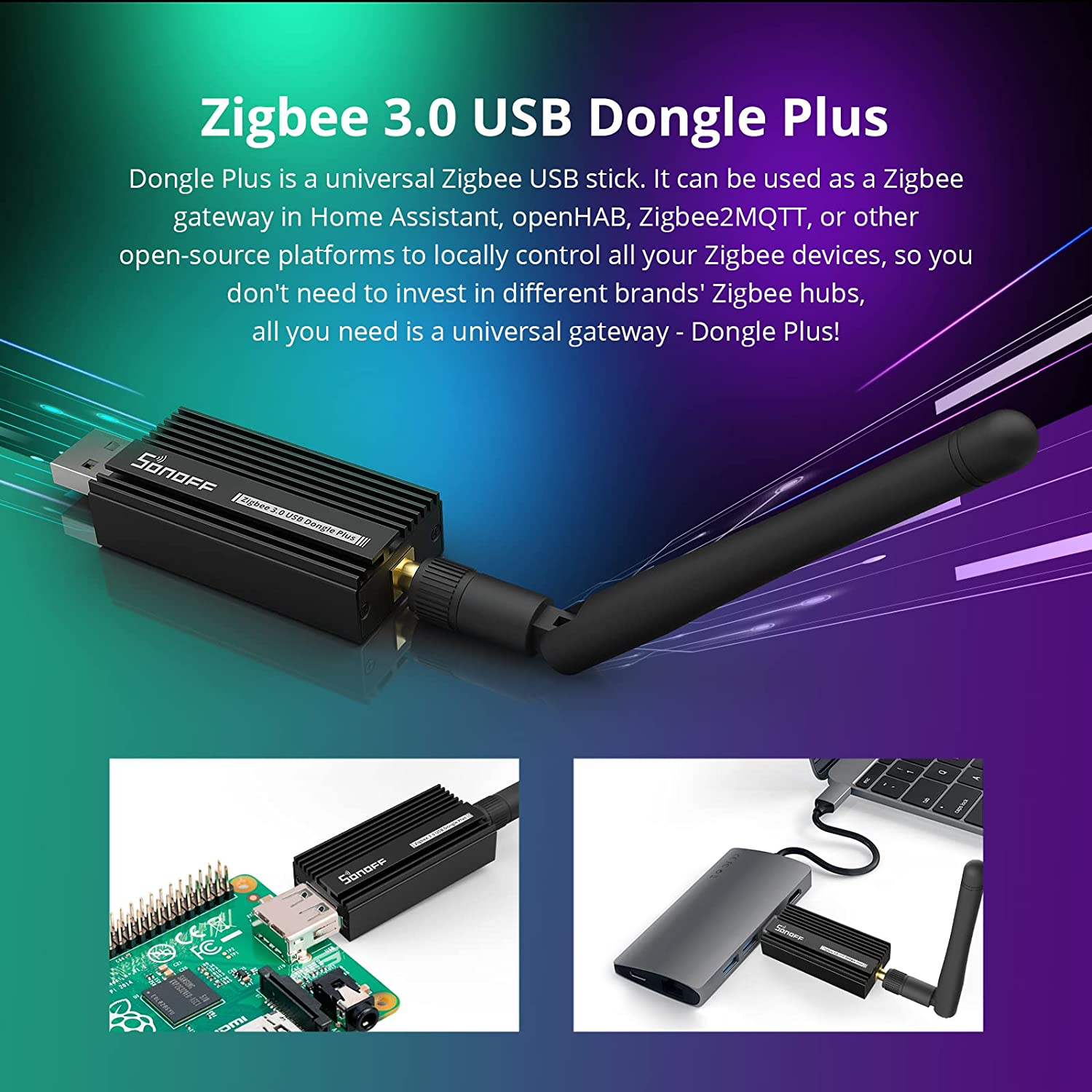 ZBDONGLE-E  SONOFF Universal Zigbee 3.0 USB Dongle Plus Gateway con Antena
